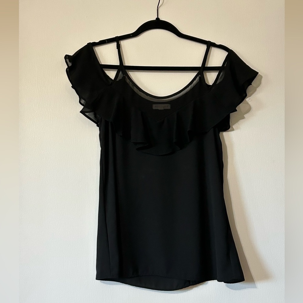 Black off the shoulder blouse.